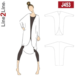 Line2Line snitmønster - J453 Flagermus Cardigan